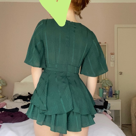 Sheike Ruffle Green Jumpsuit - Picture 2 of 2